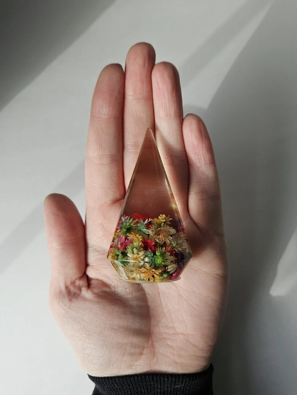 Handmade Rainbow Floral Resin Ring Holder Cottagecore Fairy Decor Jewelry Displa